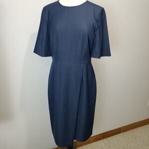Alex Marie Dress 10 Navy Blue Short Sleeve Midi NWT Deidre Wide Sleeve 0210M601